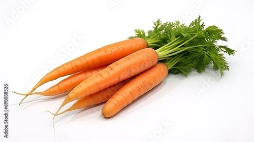 Isolate on a white background young orange carrots