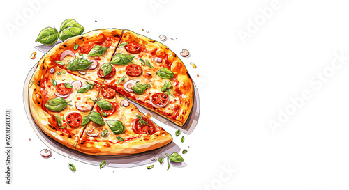 Chicken Pizza isolated on White Background