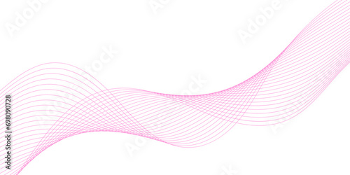  Abstract background with waves for banner. Medium banner size. Vector background with lines. Element for design isolated on white. Pink color. Beauty, girls. Valentine's Day
