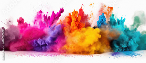 Colorful paint explosion isolated on white background. Colorful cloud of paint