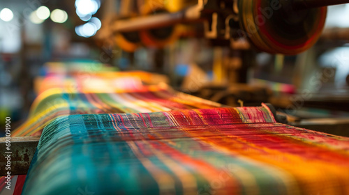 fabric plant its looms weaving colorful patterns