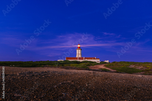 Obraz na płótnie Cape Espichel and working lighthouse at sunset, Portugal w salonie
