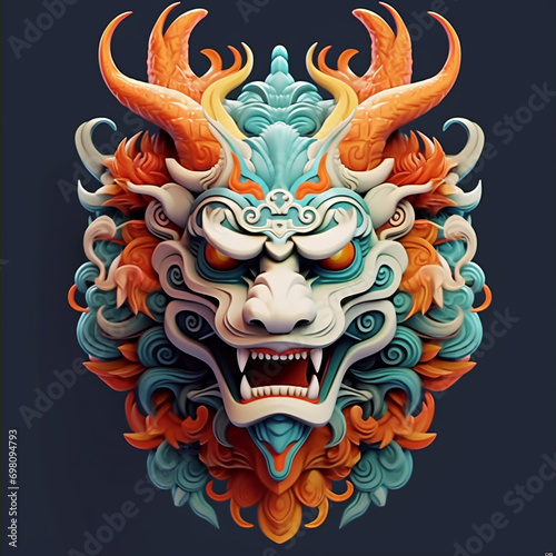 The head of a super cute Chinese dragon