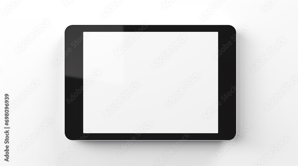 a tablet with a black frame and a white screen horizontally on a white background a tablet with a black frame and a white screen horizontally on a white background