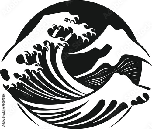 Wave Enclosed in Circle Vector Silhouette