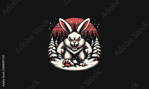 head rabbit angry on forest vector artwork design
