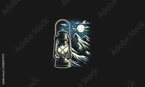 lantern in the middle of the forest vector artwork design