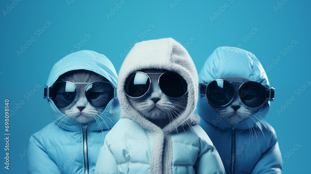 ダウンジャケットを着た子猫 ダウンジャケットを着た子猫