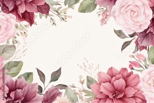 Watercolor floral Borders background for wedding, greetings card, stationary and fashion posters 