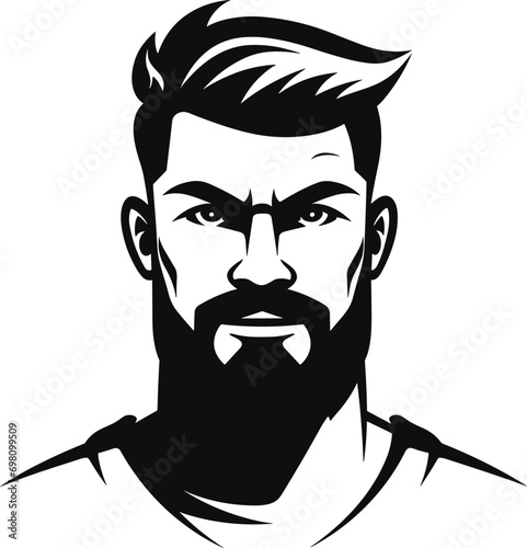  Fashionable Beard and Hair Style Vector Icon photo