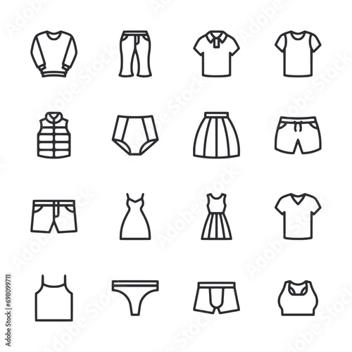 set of icons clothing isolated on white