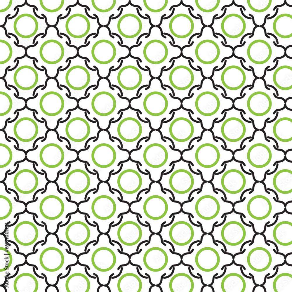Seamless ornament vector pattern for web, textile and wallpaper. Geometric black and green ornament on white background Seamless ornament vector pattern for web, textile and wallpaper. Geometric black and green ornament on white background