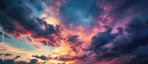 Colorful  dramatic sunset sky and clouds at twilight