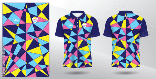 colorful blue pink and yellow polo sport sublimation jersey template