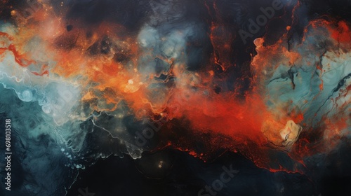abstract background fiery orange paint on dark background. © Yahor Shylau 