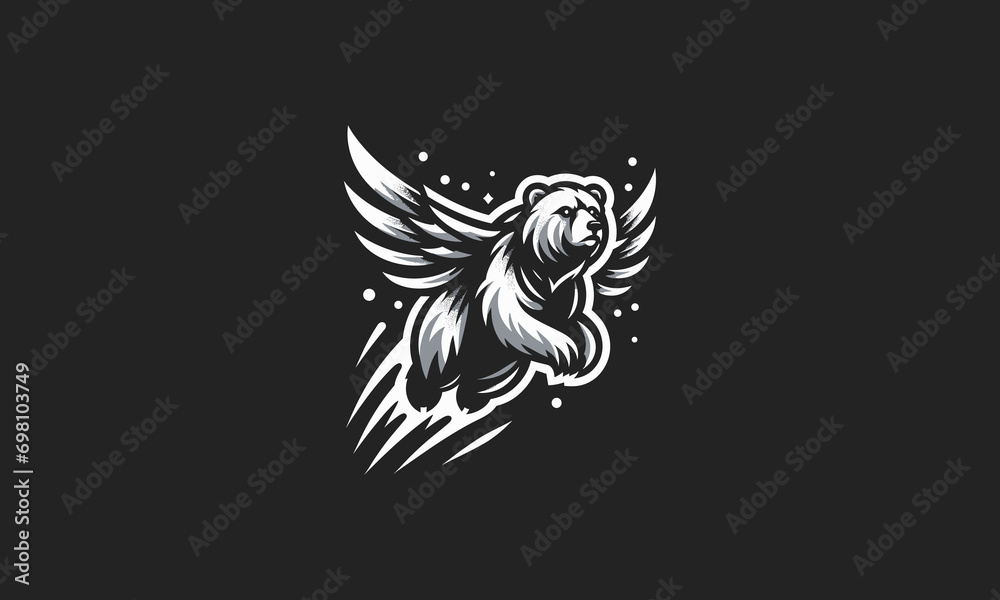 Fototapeta premium flying bear vector illustration logo design
