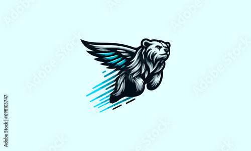 flying bear vector illustration logo design