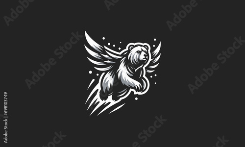 flying bear vector illustration logo design