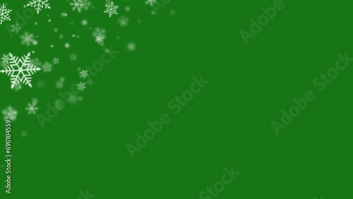 Vector snow movement footage, with green screen background, suitable for, transitions, slides, intros, outros, openings, etc. photo