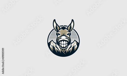 head donkey smile on mountain vector mascot design