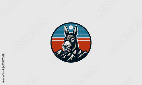 head donkey smile on mountain vector mascot design