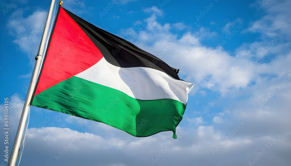 Landscape of waving palestine flag Landscape of waving palestine flag