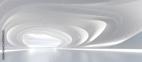 3D geometric abstract wave futuristic light white background. 3d tunnel background. Halway background. alleyway background.