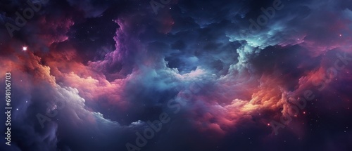 Fantastic supernova Colorful space galaxy cloud nebula scenery background. Generative AI photo