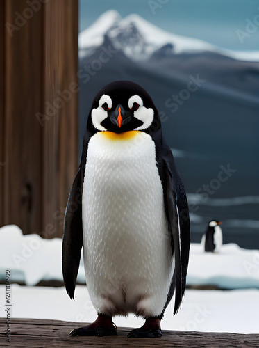 Penguin Antarctica Gothic Kodachrome detailed high quality.