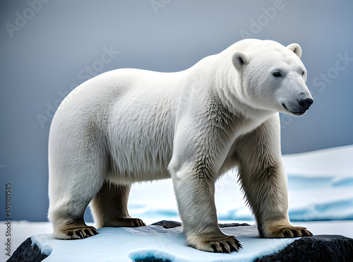 Detailed fantasy style Antarctica polar bear. High