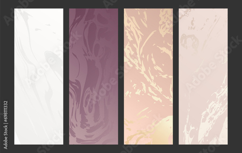 A set of backgrounds with premium colors. Collection of templates for the design of postcards, invitations, packaging, greetings. Luxury design for a creative idea