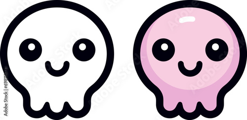 ghost cute character cartoon smiling kawaii vector logo