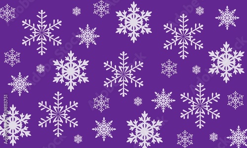White big and small snow snowflake colored Christmas background.