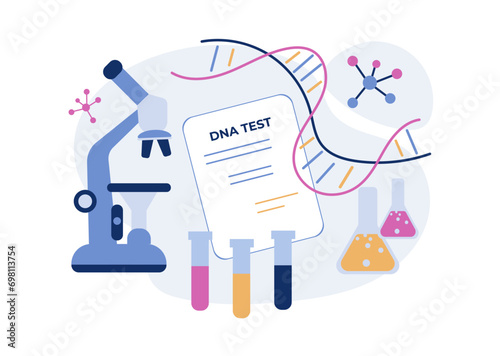 DNA. 	
Vector illustration of laboratory items for DNA research .Vector illustration.