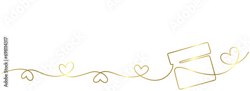 luxury love line art style vector. outline continuous heart. wedding, valentine background decoration