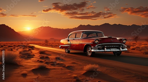 Journey into the Desert: Exploring the Sunset on the Road © Martin