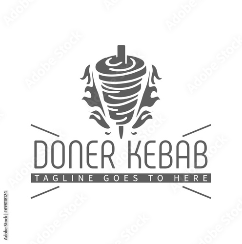 Shawarma logo for restaurants and markets. Doner kebab logo template. Premium Quality Emblems, Logo Template. Vector Illustration.