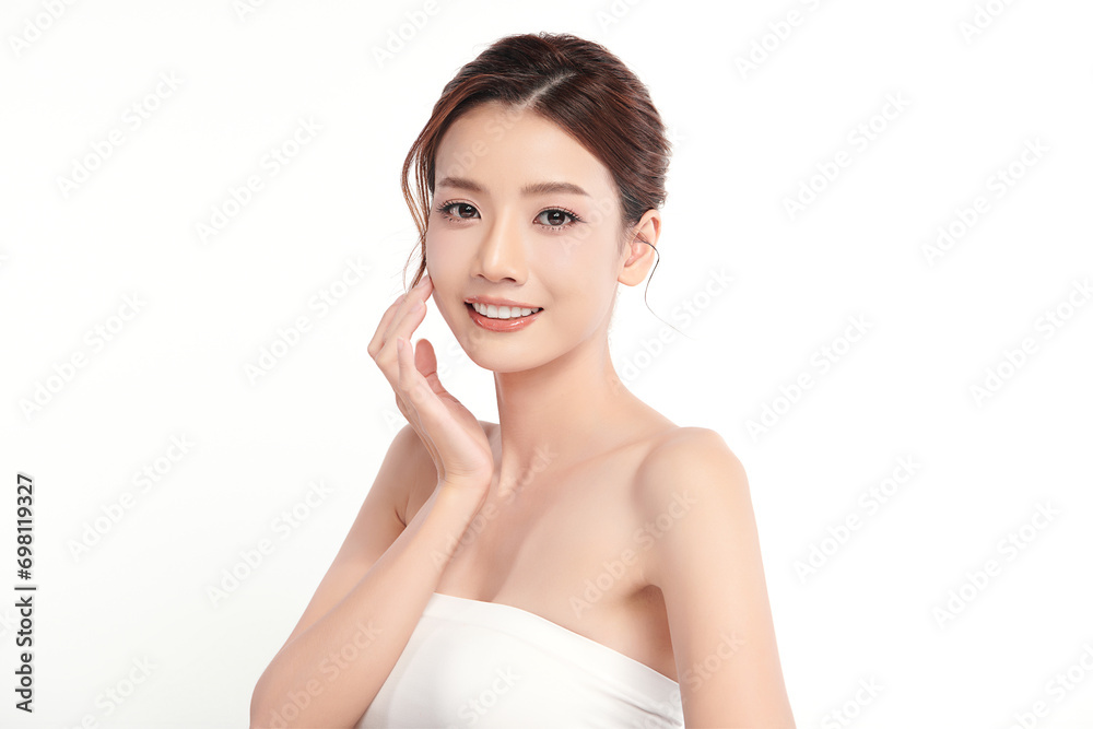 Beautiful young asian woman with clean fresh skin on white background, Face care, Facial treatment, Cosmetology, beauty and spa, Asian women portrait. Beautiful young asian woman with clean fresh skin on white background, Face care, Facial treatment, Cosmetology, beauty and spa, Asian women portrait.