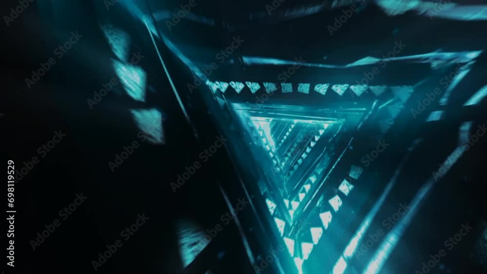  Blue triangular lights lines bokeh effect.mp4