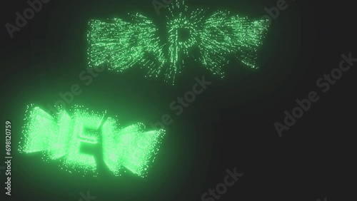 Happy New Year animation, suitable for celebrations, wishes, events, messages, holidays, and festivals. Animated in Terquise color on the black background alpha channel photo