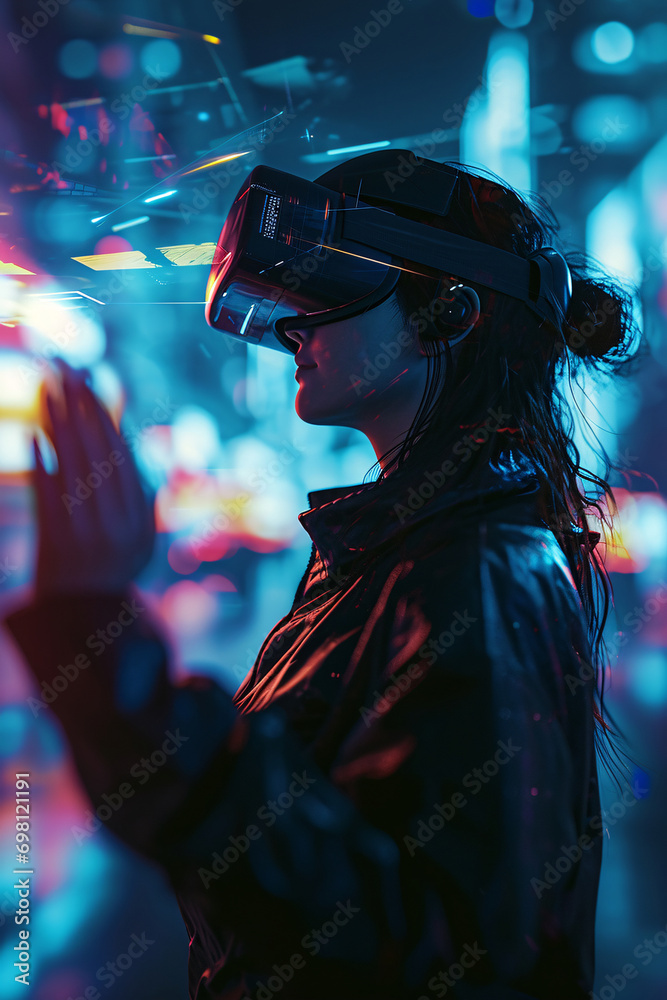 Futuristic VR and AR Themed Design with Interactive Elements for Enhanced Productivity and Engagement
