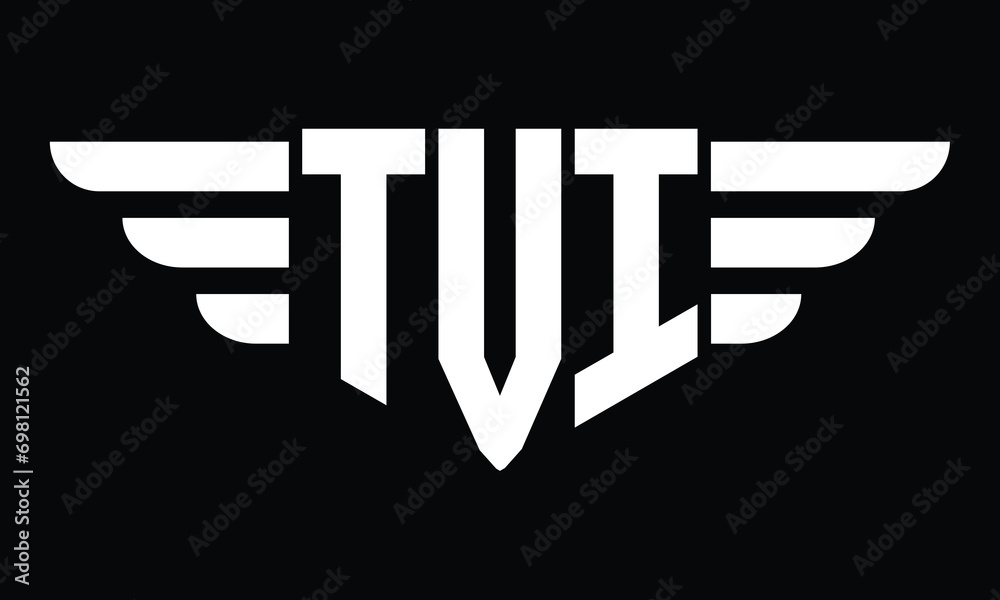 TVI three letter logo, creative wings shape logo design vector template ...