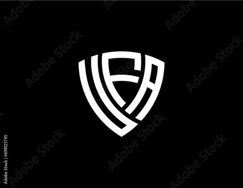 UFA creative letter shield logo design vector icon illustration