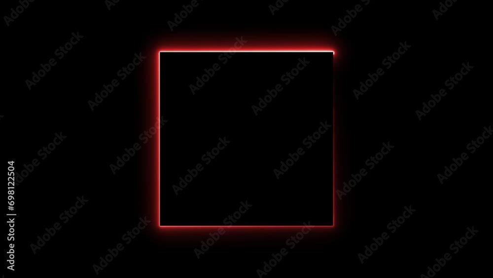 Abstract glowing neon light square border frame on black background Abstract glowing neon light square border frame on black background