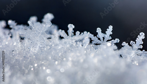 Snow crystals closeup