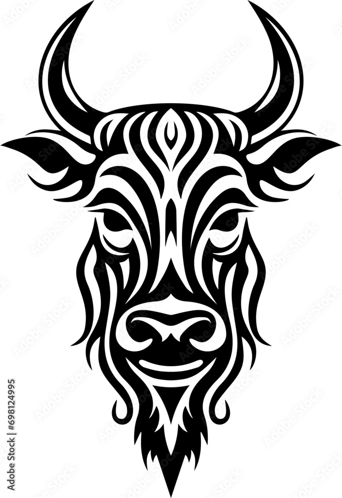Vector design of cow head on white background. Tribal tattoo design. Cows logos or icons. Easy editable vector illustration. Vector design of cow head on white background. Tribal tattoo design. Cows logos or icons. Easy editable vector illustration.
