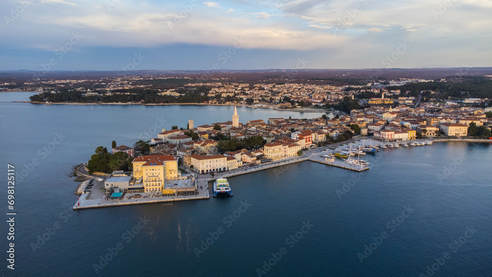 Poreč old town aerial panoramic view, Istria, Croatia