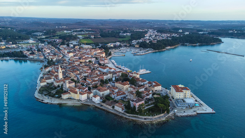 Poreč old town aerial panoramic view, Istria, Croatia