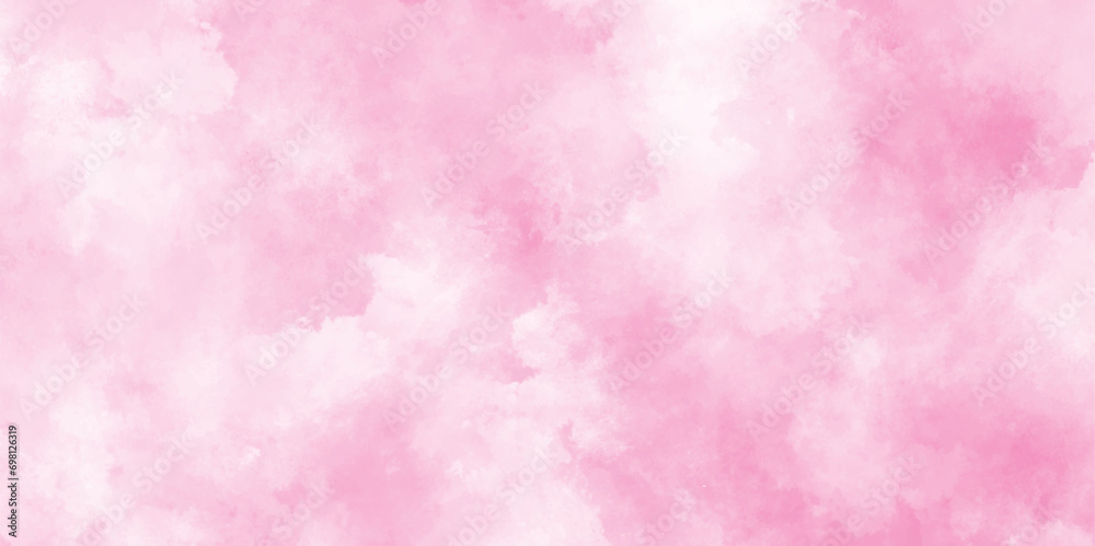 pink watercolor paper textured illustration with splashes, soft and cloudy lovely and beautiful bright and shiny pink texture, Creative paint gradients, splashes and stains for presentation.