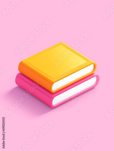 Wallpaper Mural books, cute plastic icon on bright pink background color, 3d isometric style Torontodigital.ca